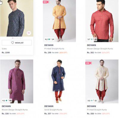 DEYANN Men's Kurta Upto 90% Off