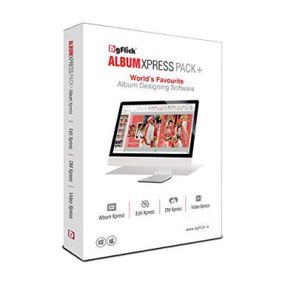 DgFlick Album Xpress Pack Plus (Photography & Graphic Design Software | 5 in 1 - Album Xpress, Edit Xpress, DM Xpress, Video Xpress & eAlbum) With Dongle