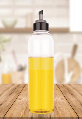 Dhananjay Food-Grade Plastic 1 litres Oil Dispenser for Cooking, Easy Flow Oil and Vinegar Bottle, Oil Pourer, Liquid Dispenser, Transparent, Unbreakable (1000 ml Oval, 1)