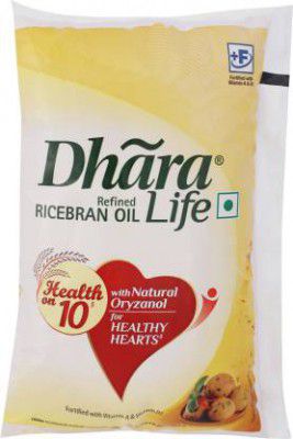 DHARA Refined Rice Bran Oil Pouch  (1 L)