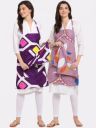 Dhrohar Set Of 2 Purple Printed 210TC Aprons With Napkin...