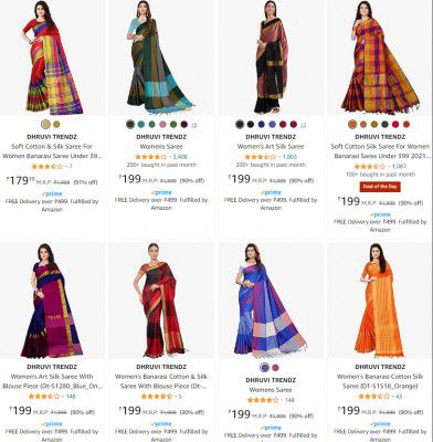 DHRUVI TRENDZ Womens Saree Starts ₹199