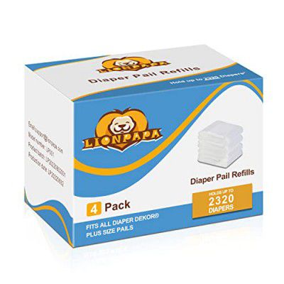 Diaper Pail Refills Fit Dekor Plus Diaper Pails - Powder Scent - Holds 4640 Diapers - 8 Pack