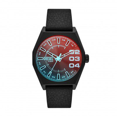 Diesel Leather Analog Multicolor Dial Men Watch-Dz2175, Black Band