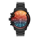 Diesel Mens 42 mm Griffed Black Dial Stainless Steel Chronograph Watch - DZ4605I...