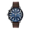 Diesel Mens 42 mm Griffed Blue Dial Leather Chronograph Watch - DZ4604I...