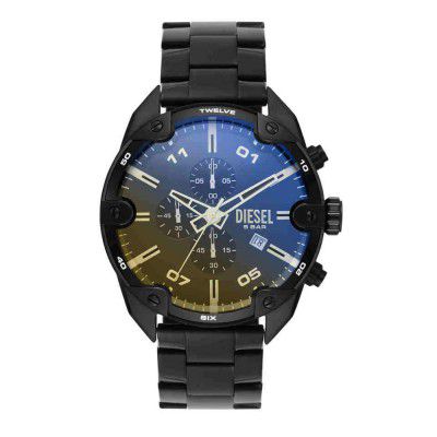 Diesel Mens 49 mm Spiked Black Dial Stainless Steel Chronograph Watch - DZ4609I