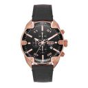 Diesel Mens 49 mm Spiked Black Dial Leather Chronograph Watch - DZ4607I...