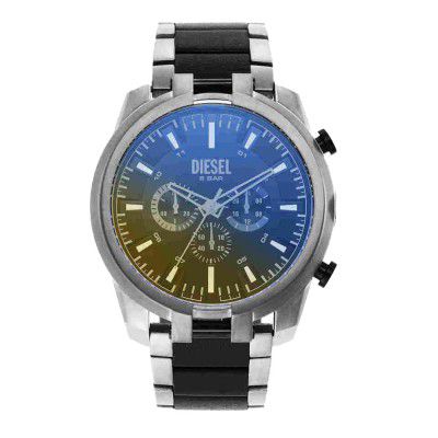 Diesel Mens 51 mm Split Black Dial Stainless Steel Chronograph Watch - DZ4587I