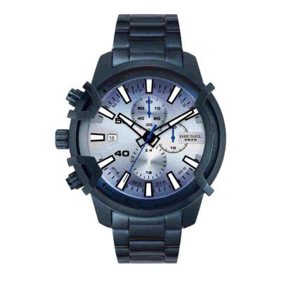 Diesel Mens Griffed Silver Dial Stainless Steel Chronograph Watch - DZ4596I