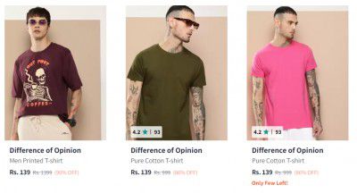 Upto 90% Off on Difference of Opinion Mens T-Shirts | Starts at ₹119