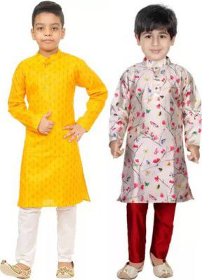Digi Fashion  Boys Casual Kurta and Pyjama Set (Multicolor Pack of 2)