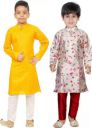 Digi Fashion  Boys Casual Kurta and Pyjama Set  (Multicolor Pack of 2)...
