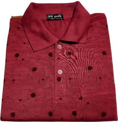 Digifast  Men Printed High Neck Reversible Pure Cotton Maroon T-Shirt