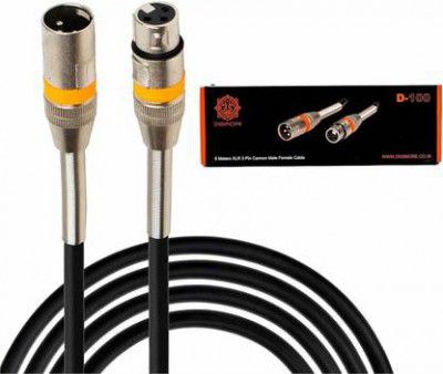 Digimore D-100 3-Pin XLR 20 feet Cable for DJ Mixer, Microphone, Camera Cable  (Black)