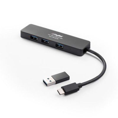 Digitek DUH 004 PRO Aluminum USB C Hub with 4 USB Ports, High Speed, Compatible with MacBook, Windows, C-Type Smartphones and Other Type-C Devices