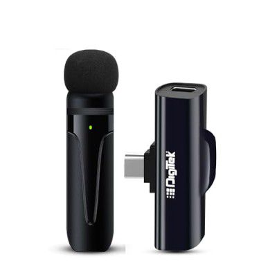Digitek DWM-001 Wireless Microphone & Receiver with Type C, Compatible for Noise Cancellation Mic Suitable