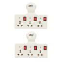 Digiway 3 pin Multiplug Point | Cordless Wall Socket Extension Board, Universal Sockets and Individual Switches (Pack of 2)...