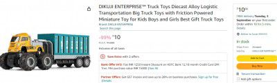 DIKUJI ENTERPRISE™ Truck Toys Diecast Alloy Logistic Transportation Big Truck Toys with Friction Powered Miniature Toy for Kids Boys and Girls Best Gift Truck Toys