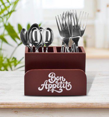 Dime Store Enginereed Wood Cutlery Holder (Brown)
