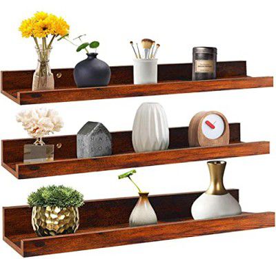 Dime Store Floating Engineered Wood Shelf Wall Mount Wall Shelves Storage Shelf Living Room Bedroom Home Decor Items (16 Inch, Brown)
