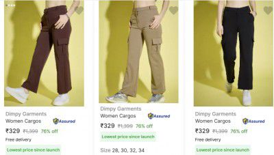 Dimpy Garments Women's Cargos Starts at Rs.299