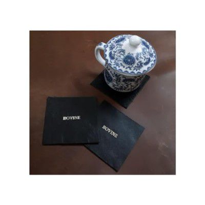 Dining Table Accessories & Indian Office Tea Coaster Set of 2 Bovine Luxury Leather Cup Coaster Set (2)