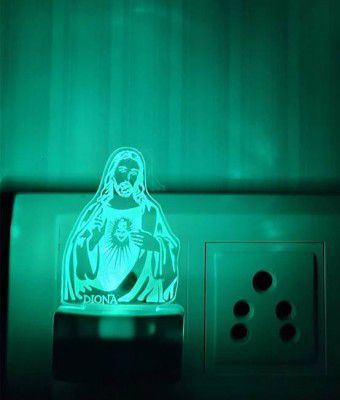 DIONA Jesus Christ Christian Lord 3D Illusion LED Multi Color Night Lamp  (10 cm, White)