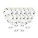 Diva by La Opala, Pearl Collection, Opal Glass Dinner Set 20 pcs, Turquoise Trims, White...
