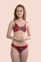Divastri  Bra & Panty Set Self-Design Red, Black Lingerie Set...