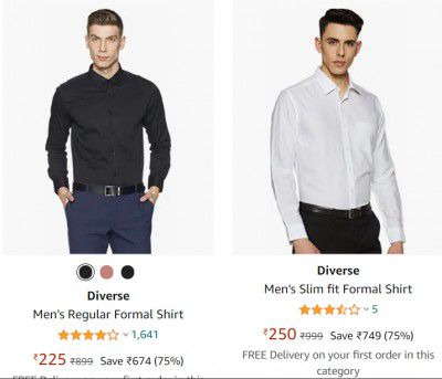Diverse Men's Formal starting at ₹225 | Upto 87% Off