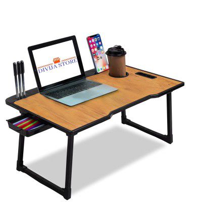 DIVIJA STORE Study Table Bed Table (Wood COTTED), 59 cm, Brown