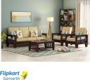 Divine Arts Solid Sheesham Wood 5 Seater Sofa Set For Living Room / Office| Fabric 3+1+1 Fabric 3 + 1 + 1 Sofa Set  (Walnut, DIY(Do-It-Yourself))...