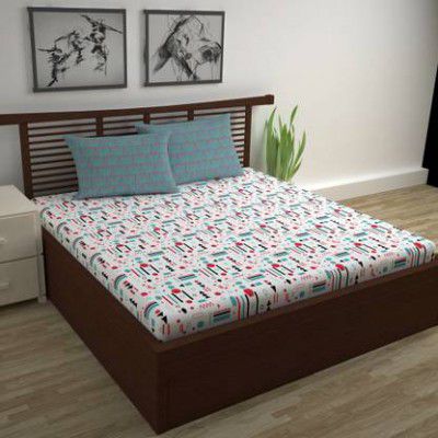 Divine Casa 144 TC Cotton Double Printed Flat Bedsheet  (Pack of 1, Tomato Puree)