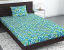 Divine Casa 144 TC Pure 100% Cotton Soft Feel Skin Safe Breatheable Flat Bedsheets | Soft Fabric for Summer | Single Bedsheet Set with 1 Pillow Covers - Tile Blue...