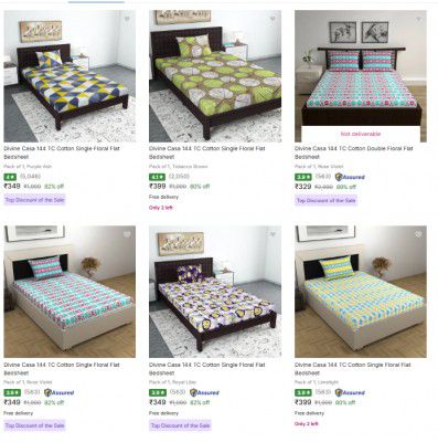 Divine Casa Bedsheets Upto 95%  off