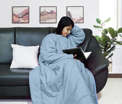 Divine Casa Microfiber Wearable Comforter / Blanket 6ft Size Light Blue
