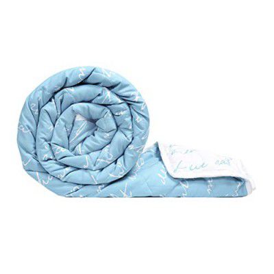 Divine Casa Microfibre Mild Winter 110 GSM Reversible Single Bed Quilt Comforter Blanket - (Blue and White, Abstract)