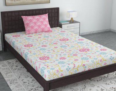 Divine Casa Quality Lilly Blush Blend Cotton Breathable Soft Cozy Single Bedsheet Set with 1 Pillow Case/Cover, Super Lemon