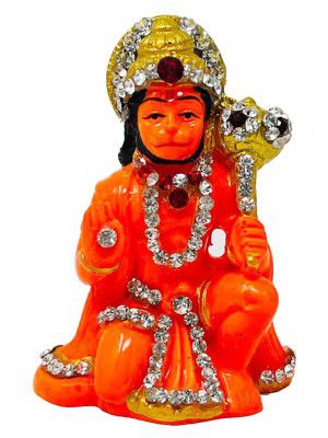 Divine Gifts Hanuman Marble Dust Stone Orange 4 Inch