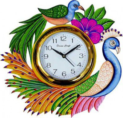 DivineCrafts Analog 33 cm X 33 cm Wall Clock (Multicolor, With Glass, Standard)