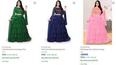 Divyam Fab Womens Lehenga Cholis Upto 85% Off