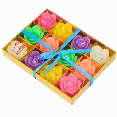 Diwali Diya Decoration Floating Rose Flower Candle in Bulk | 12Pcs