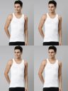 Dixcy Scott Josh Pack of 4 Solid Round Neck Sleeveless Pure Cotton Men Vest...