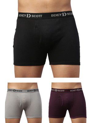 DIXCY SCOTT MAXIMUS Men's Solid Mid Rise Comfort Fit Outer Elastic Waistband -MAXT0-003 Kinetic Trunk (Pack of 3)