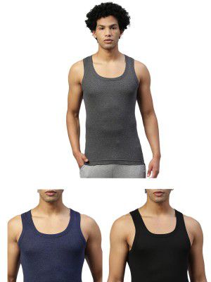 DIXCY SCOTT MAXIMUS Men's Solid Round Neck 100% Cotton Vest (Pack OF 3)