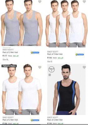 Dixcy Scott Mens Vests Minimum 50% Off | starts ₹164