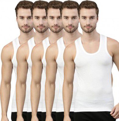 Dixcy Scott Originals  Pack of 5 100% Combed Cotton Itch -Free U-Neck Sleeveless White Men Vest