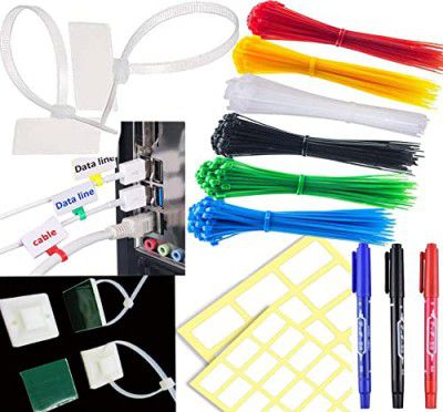 DIY Crafts 10 Pcs Ties 100 Label 3 Marker, Combo Kit, Nylon Colour Cable Marker Ties Self-locking Cord Tags Write E (10 Pcs Ties 100 Label 3 Marker, Combo Kit)