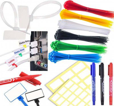 DIY Crafts 100 Ties 100 Label 3 Marker, Combo Offer, Nylon Colourful Cable Zip Tie Mounts